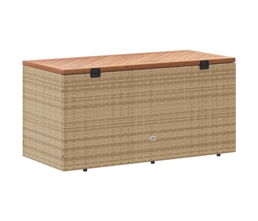 Caja de almacenaje jardín madera acacia ratán beige 110x50x54cm