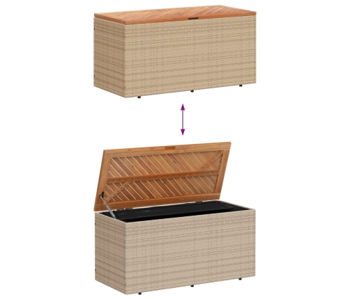 Caja de almacenaje jardín madera acacia ratán beige 110x50x54cm