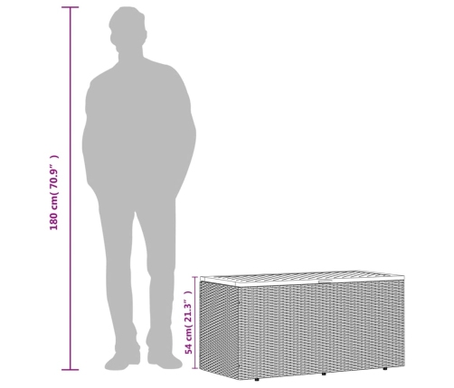 Caja de almacenaje jardín madera acacia ratán beige 110x50x54cm