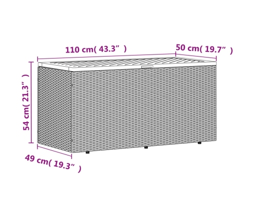 Caja de almacenaje jardín madera acacia ratán beige 110x50x54cm