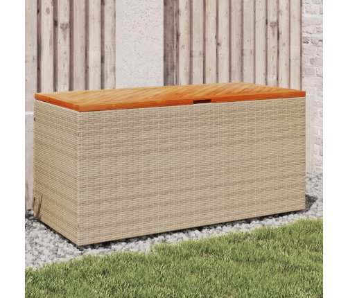 Caja de almacenaje jardín madera acacia ratán beige 110x50x54cm