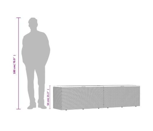 Caja de almacenaje jardín madera acacia ratán negro 220x50x54cm