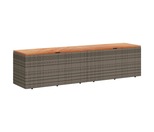 Caja de almacenaje jardín madera acacia ratán gris 220x50x54cm