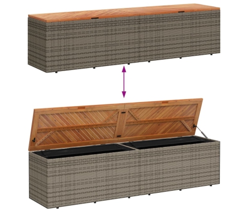 Caja de almacenaje jardín madera acacia ratán gris 220x50x54cm