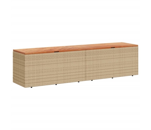 Caja de almacenaje jardín madera acacia ratán beige 220x50x54cm