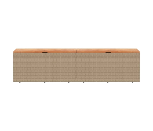 Caja de almacenaje jardín madera acacia ratán beige 220x50x54cm