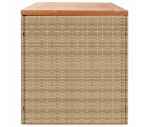 Caja de almacenaje jardín madera acacia ratán beige 220x50x54cm