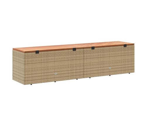 Caja de almacenaje jardín madera acacia ratán beige 220x50x54cm