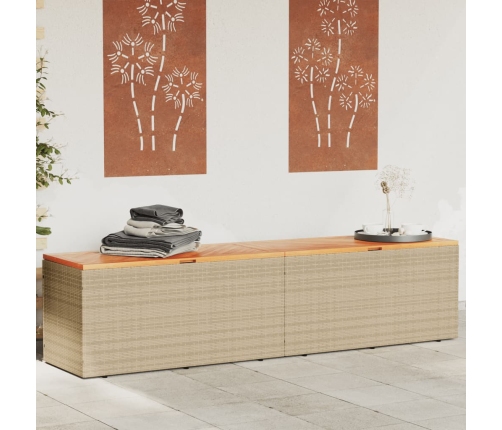 Caja de almacenaje jardín madera acacia ratán beige 220x50x54cm