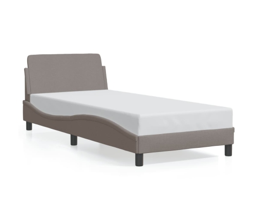 Estructura de cama con cabecero sin colchón tela taupe 80x200cm