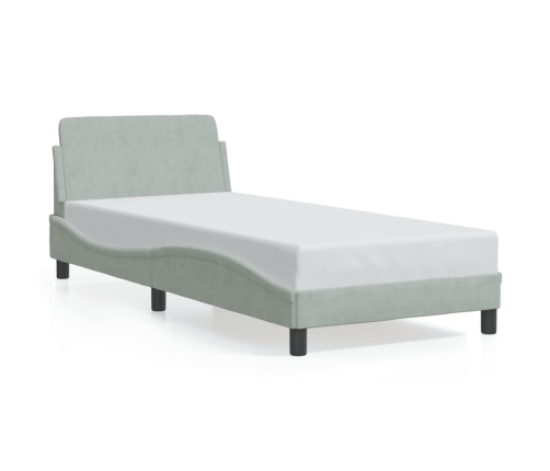 Estructura de cama sin colchón terciopelo gris claro 80x200 cm