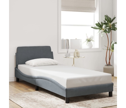 Estructura de cama sin colchón terciopelo gris oscuro 80x200 cm