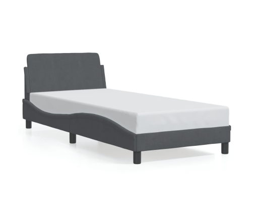 Estructura de cama sin colchón terciopelo gris oscuro 80x200 cm