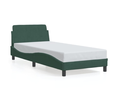 Estructura de cama sin colchón terciopelo verde oscuro 80x200cm
