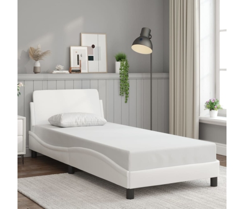 Estructura de cama sin colchón cuero sintético blanco 80x200 cm