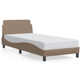 Estructura cama sin colchón cuero sintético capuchino 80x200 cm