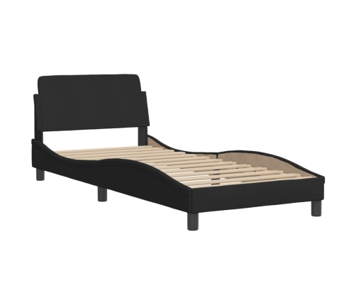 Estructura de cama con cabecero sin colchón tela negro 90x190cm