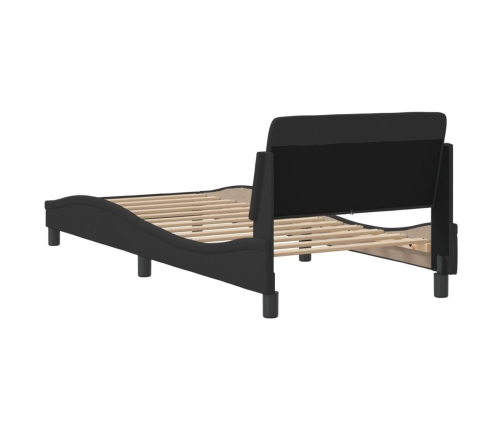 Estructura de cama con cabecero sin colchón tela negro 90x190cm