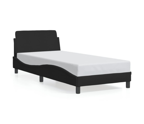 Estructura de cama con cabecero sin colchón tela negro 90x190cm