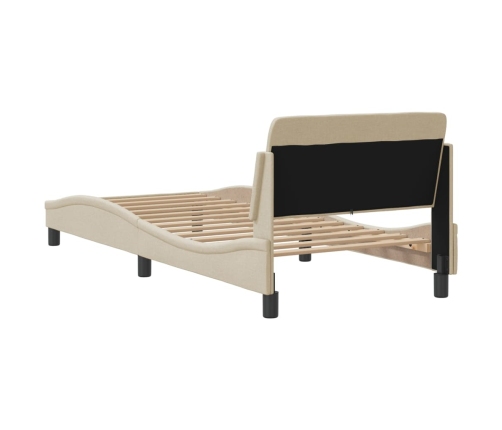 Estructura de cama con cabecero sin colchón tela crema 90x190cm