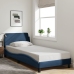 Estructura de cama con cabecero sin colchón tela azul 90x190 cm