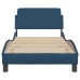 Estructura de cama con cabecero sin colchón tela azul 90x190 cm