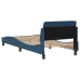 Estructura de cama con cabecero sin colchón tela azul 90x190 cm