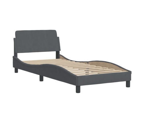 Estructura de cama sin colchón terciopelo gris oscuro 90x190 cm