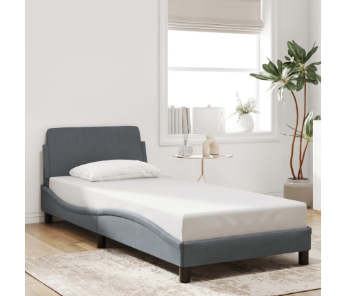 Estructura de cama sin colchón terciopelo gris oscuro 90x190 cm