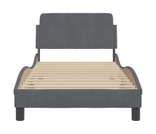 Estructura de cama sin colchón terciopelo gris oscuro 90x190 cm