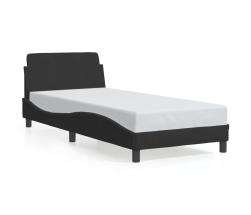 Cama con cabecero sin colchón terciopelo negro 90x190 cm