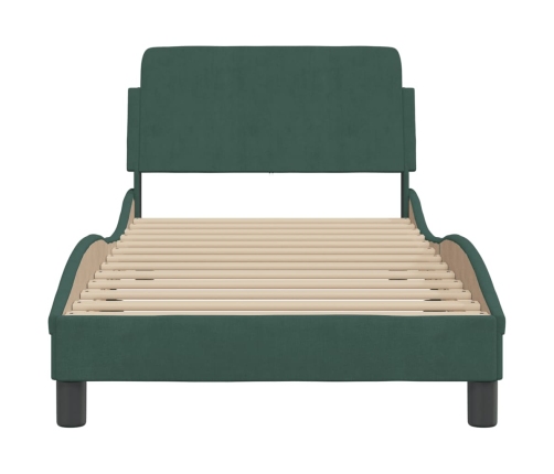 Estructura de cama sin colchón terciopelo verde oscuro 90x190cm