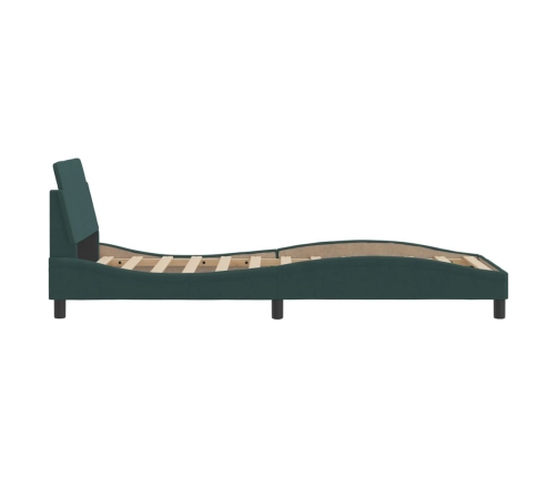 Estructura de cama sin colchón terciopelo verde oscuro 90x190cm