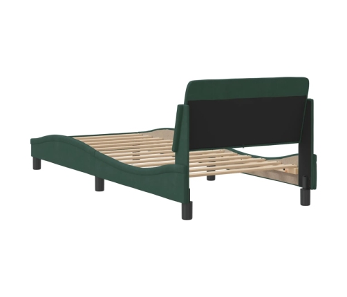 Estructura de cama sin colchón terciopelo verde oscuro 90x190cm