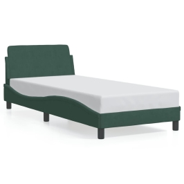 Estructura de cama sin colchón terciopelo verde oscuro 90x190cm