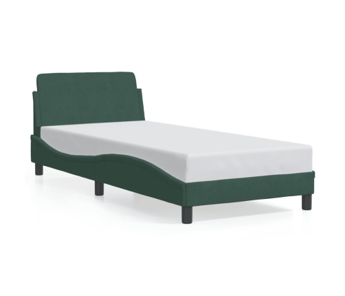 Estructura de cama sin colchón terciopelo verde oscuro 90x190cm