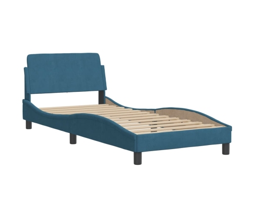 vidaXL Estructura cama con cabecero terciopelo azul 90x190 cm