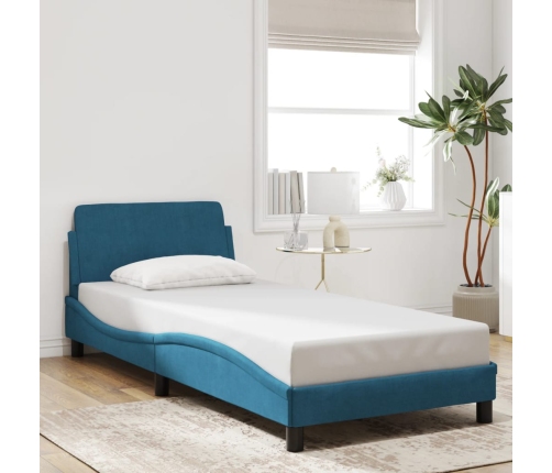 vidaXL Estructura cama con cabecero terciopelo azul 90x190 cm