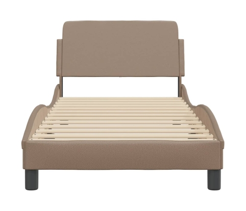 Estructura cama sin colchón cuero sintético capuchino 90x190 cm