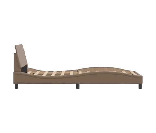 Estructura cama sin colchón cuero sintético capuchino 90x190 cm