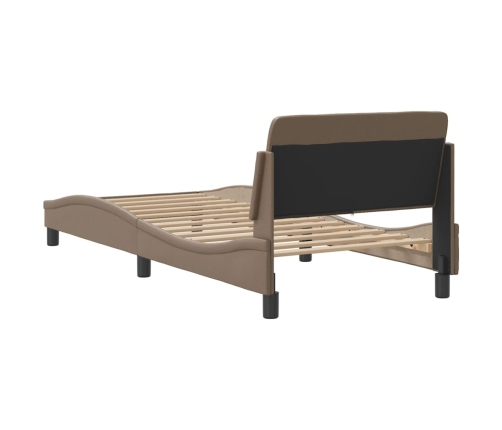 Estructura cama sin colchón cuero sintético capuchino 90x190 cm