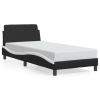 Cama sin colchón cuero sintético negro blanco 90x190 cm