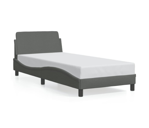 Estructura de cama sin colchón tela gris oscuro 90x200 cm