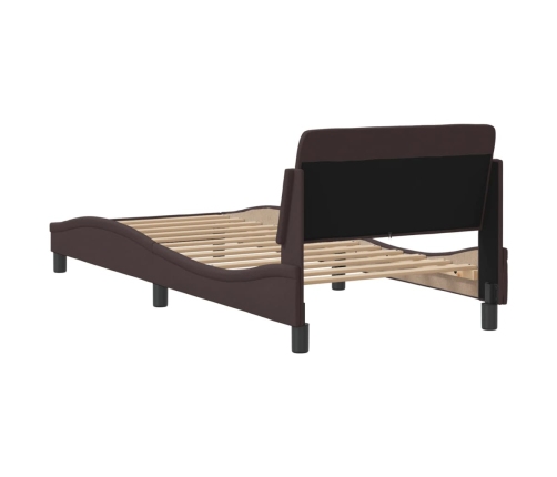 Estructura de cama sin colchón tela marrón oscuro 90x200 cm