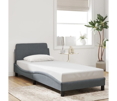 Estructura de cama sin colchón terciopelo gris oscuro 90x200 cm