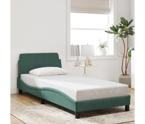 Estructura de cama sin colchón terciopelo verde oscuro 90x200cm