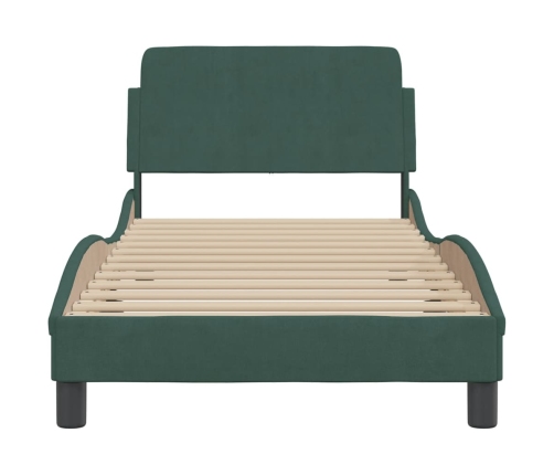 Estructura de cama sin colchón terciopelo verde oscuro 90x200cm