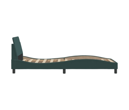 Estructura de cama sin colchón terciopelo verde oscuro 90x200cm