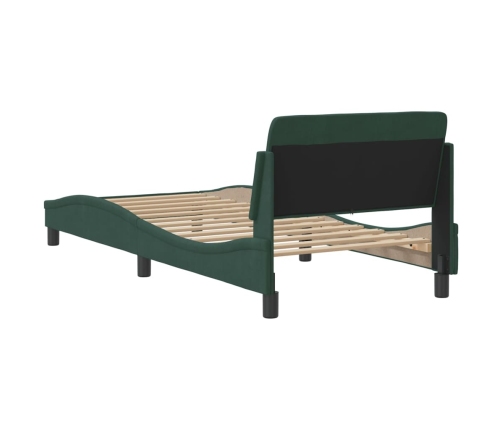 Estructura de cama sin colchón terciopelo verde oscuro 90x200cm