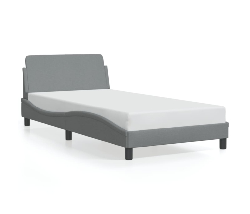 Estructura de cama con cabecero de tela gris claro 100x200 cm